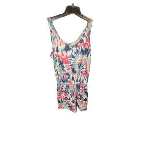 REORIA Women's Tie Dye Sleeveless Scoop Neck Romper Shorts  - Size M
